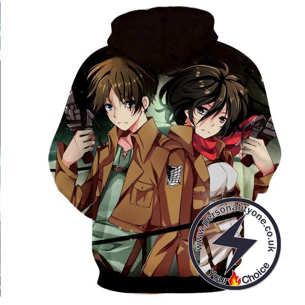 Attack On Titan - Eren Yeager & Mikasa 3D - Attack On Titan Hoodies